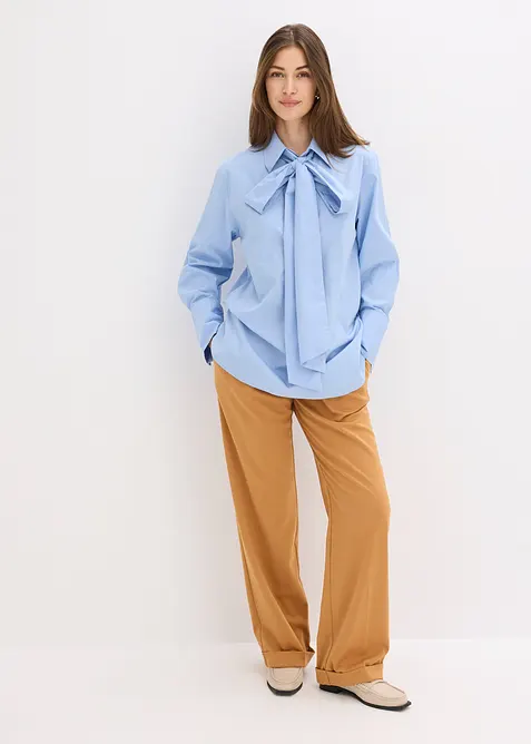 Blouse met strik van katoen, bonprix