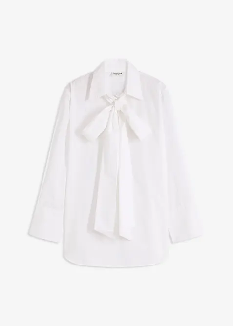 Blouse met strik van katoen, bonprix