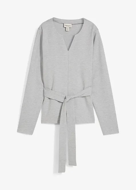 Longsleeve in een viscosemix met een brede ceintuur, bonprix