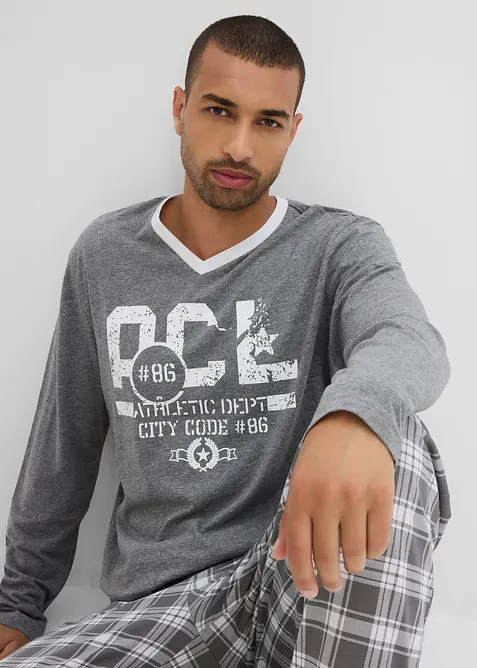 Pyjama met lange mouwen in een katoenmix, bonprix