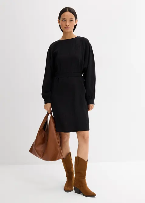 Mini jurk met structuur in een viscosemix, bonprix