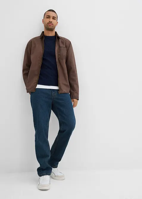 Fijngebreide kabeltrui in een zachte katoenmix, slim fit, bonprix