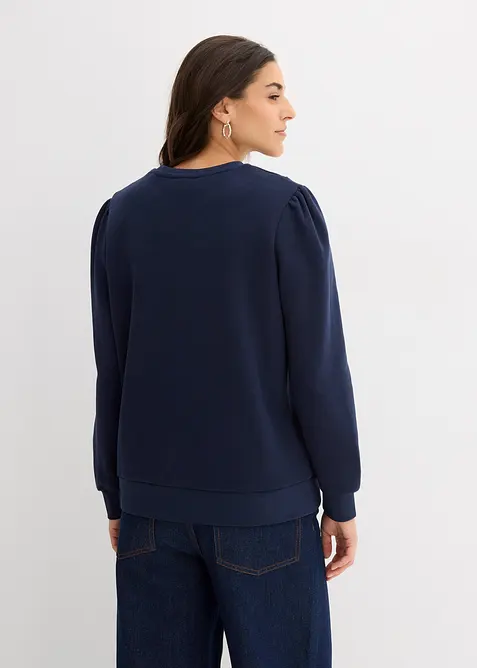Sweater met borduursel van katoenmix, bonprix