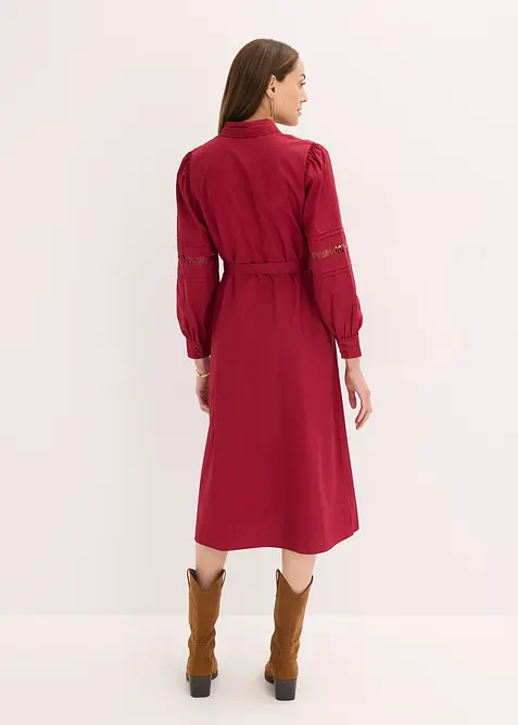 Midi jurk met kanten inzetstuk van katoen, bonprix