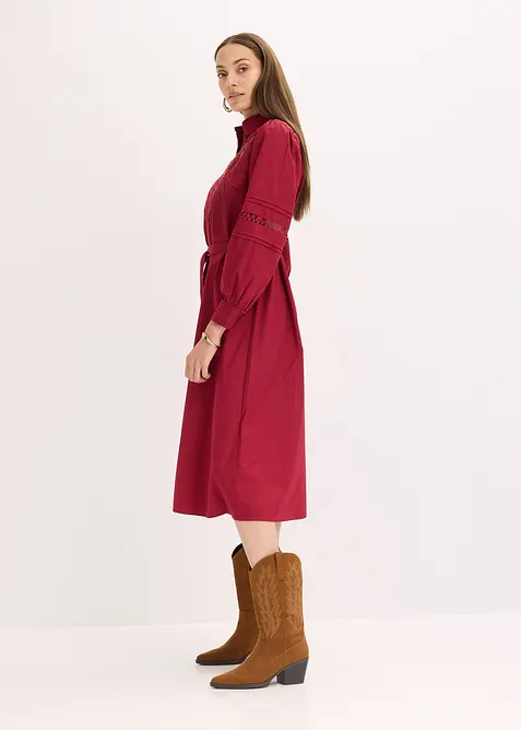 Midi jurk met kanten inzetstuk van katoen, bonprix