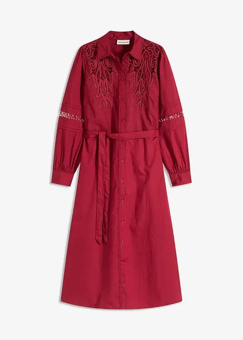 Midi jurk met kanten inzetstuk van katoen, bonprix