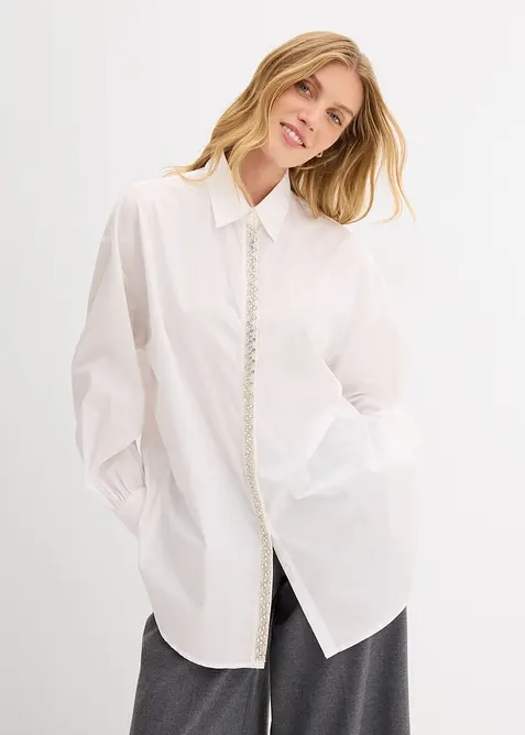 Overhemdblouse met strass, bonprix
