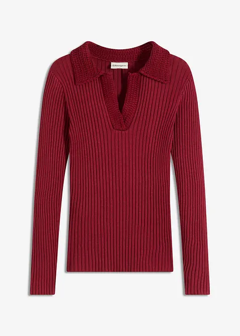 Fijn gebreide trui met decoratieve kraag, bonprix