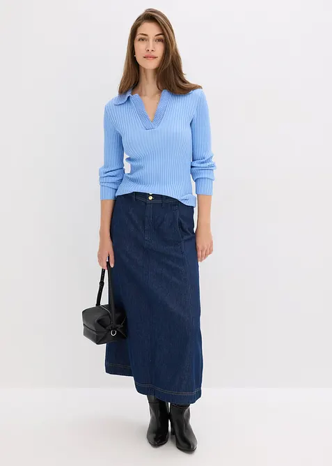 Fijn gebreide trui met decoratieve kraag, bonprix