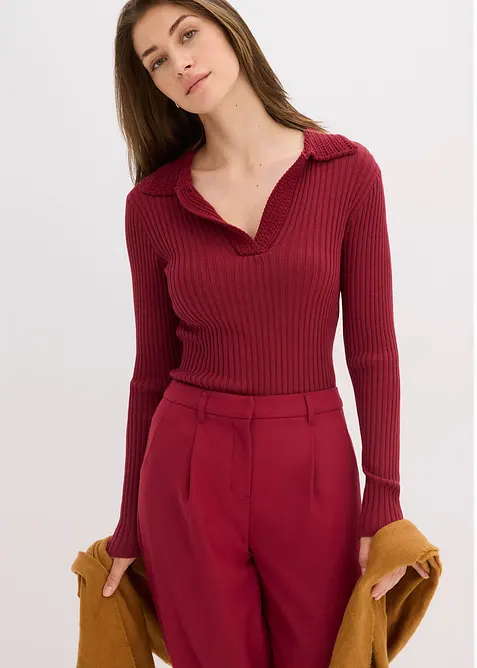 Fijn gebreide trui met decoratieve kraag, bonprix