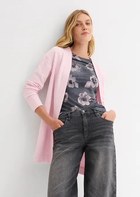 Lang sweatvest in een zachte katoenmix, bonprix