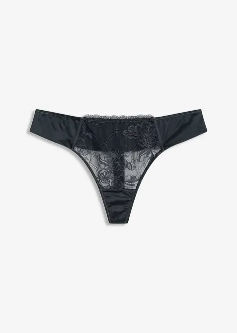 String met eyelash-kant en glanseffect, bonprix