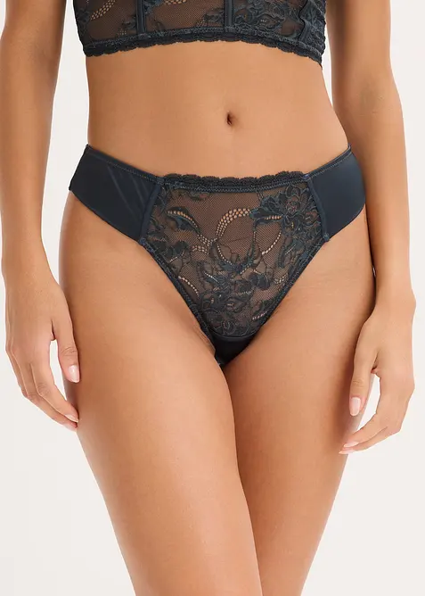 String met eyelash-kant en glanseffect, bonprix