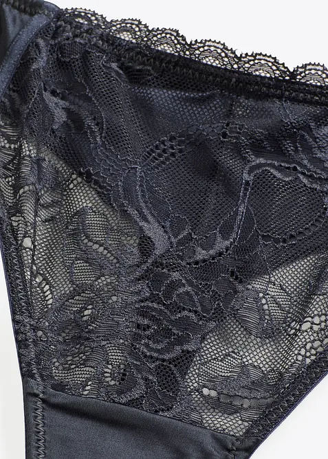 String met eyelash-kant en glanseffect, bonprix