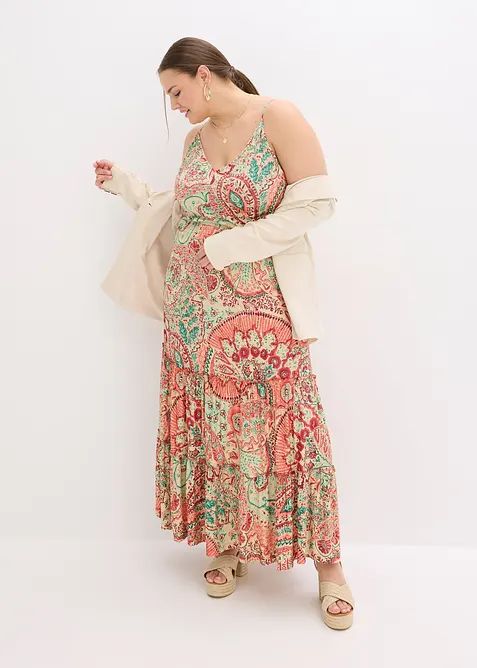 Jurk met spaghettibandjes in een zachte viscosemix, bonprix