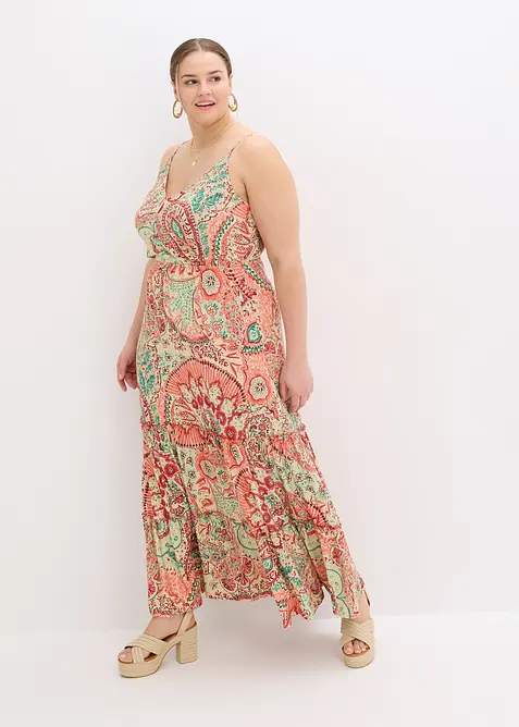 Jurk met spaghettibandjes in een zachte viscosemix, bonprix