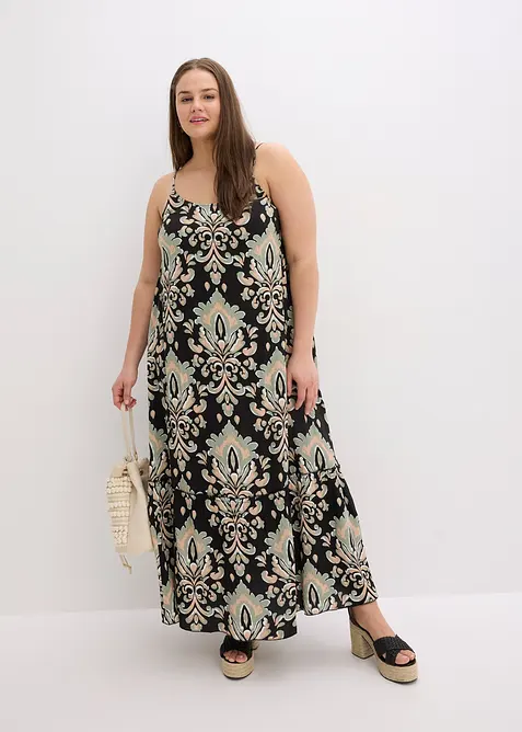 Jurk met spaghettibandjes van gestructureerde viscose, bonprix