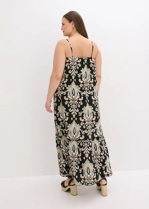 Jurk met spaghettibandjes van gestructureerde viscose, bonprix