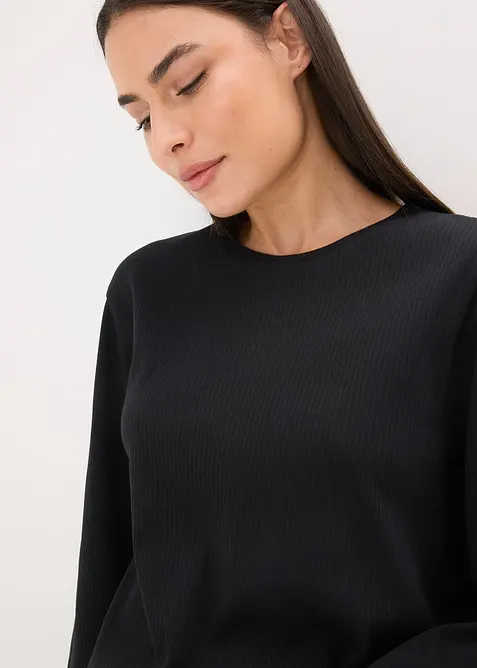 Pyjama met geribd shirt en wijde broek, bonprix