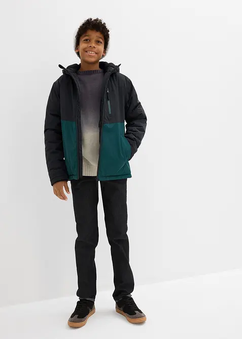 Waterdichte winterjas in colourblocking met capuchon, bonprix