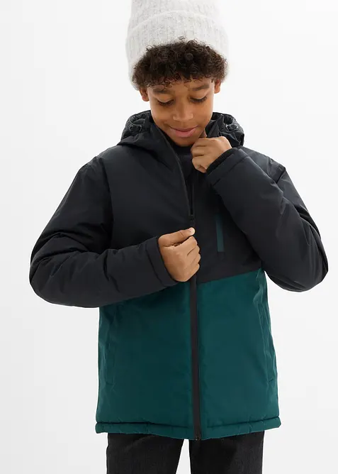 Waterdichte winterjas in colourblocking met capuchon, bonprix