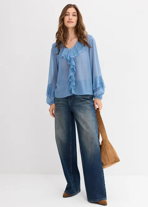 Chiffon blouse met volants, bonprix