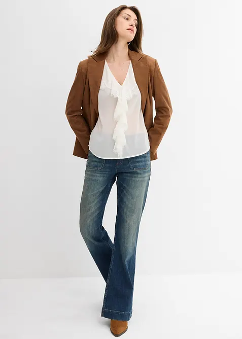 Chiffon blouse met volants, bonprix