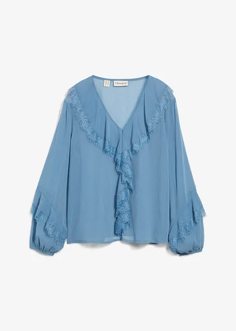 Chiffon blouse met volants, bonprix