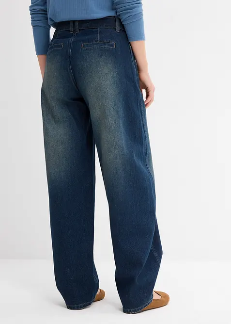 Barrel jeans mid waist met riem, bonprix