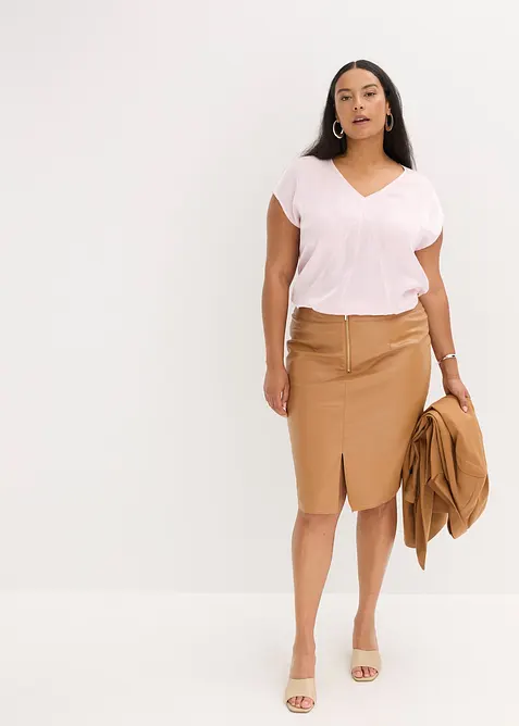 Blouse van satijn met korte mouwen, bonprix