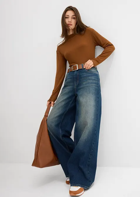 Longsleeve van geribd materiaal, bonprix