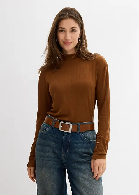 Longsleeve van geribd materiaal, bonprix