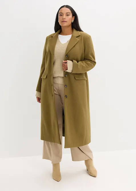 Lange jas in wollen look, bonprix