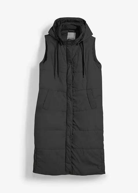 Lange bodywarmer met capuchon en zijsplitten, bonprix