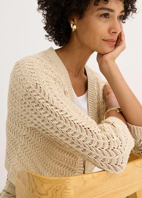 Bolero in gehaakte look, halflange mouw, bonprix