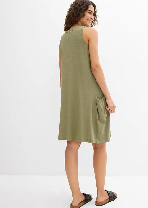 Knielange jurk van katoen-jersey met zakken, bonprix