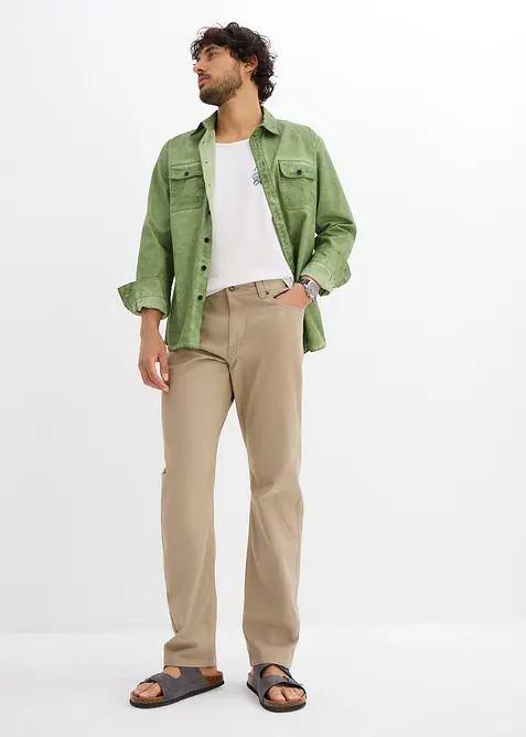 Regular fit twill broek van katoen, straight, bonprix