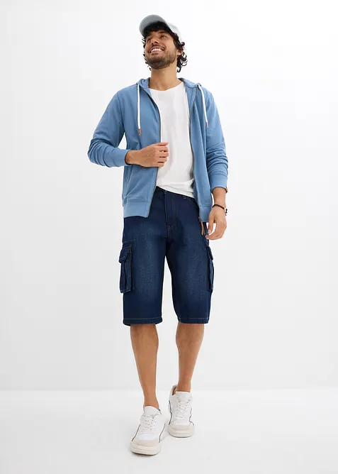 Sweatvest met een capuchon en imitatieleleren details, bonprix