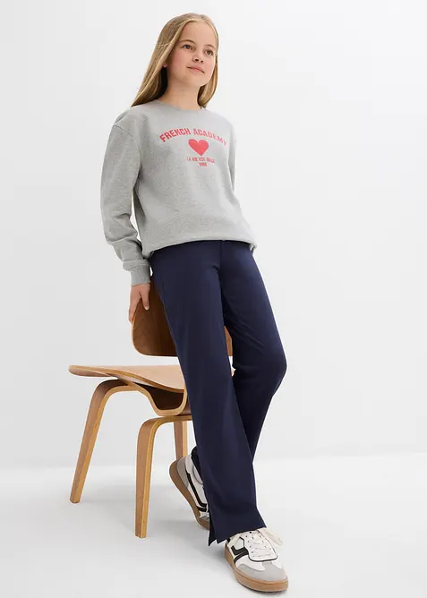 Meisjes broek met wijd uitlopende pijpen en splitten, bonprix