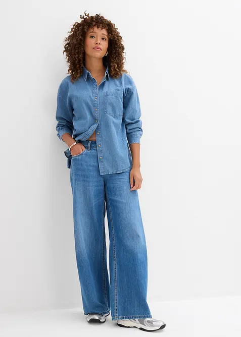 Oversized spijkerblouse van biologisch katoen, bonprix