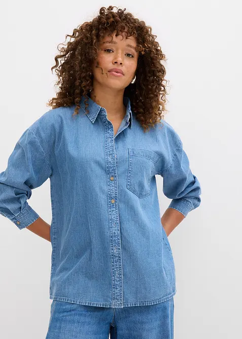 Oversized spijkerblouse van biologisch katoen, bonprix