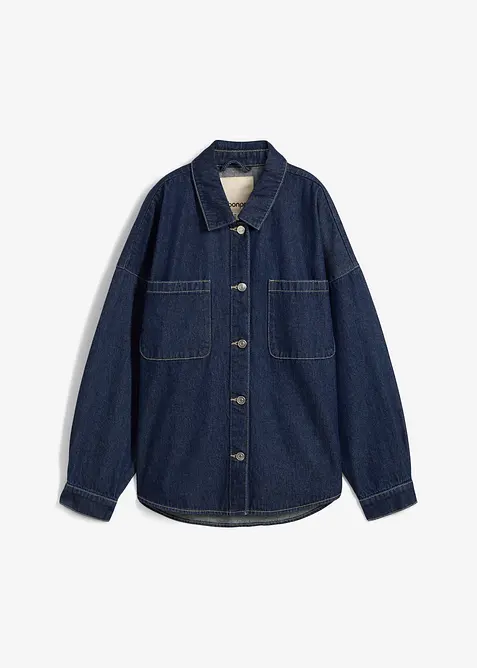 Oversized denim shacket van biologisch katoen, bonprix