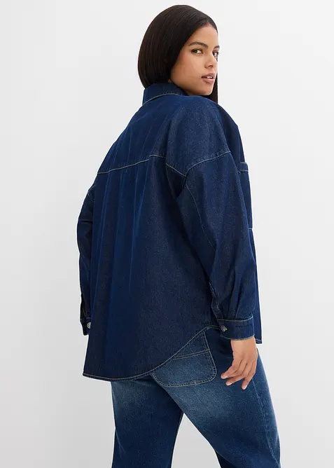 Oversized denim shacket van biologisch katoen, bonprix