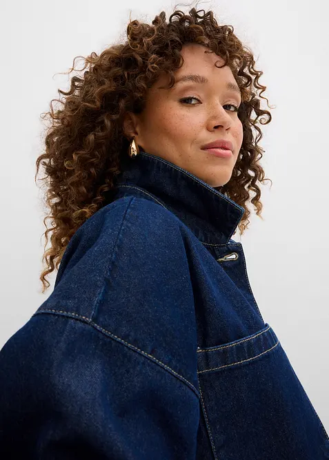 Oversized denim shacket van biologisch katoen, bonprix