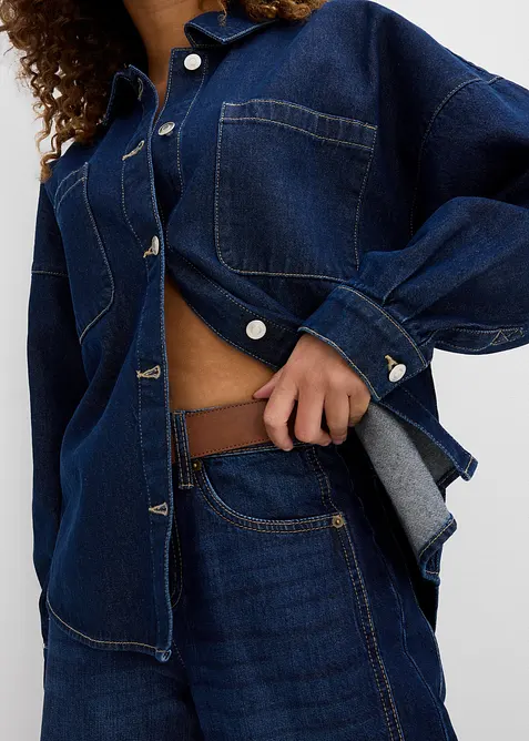 Oversized denim shacket van biologisch katoen, bonprix