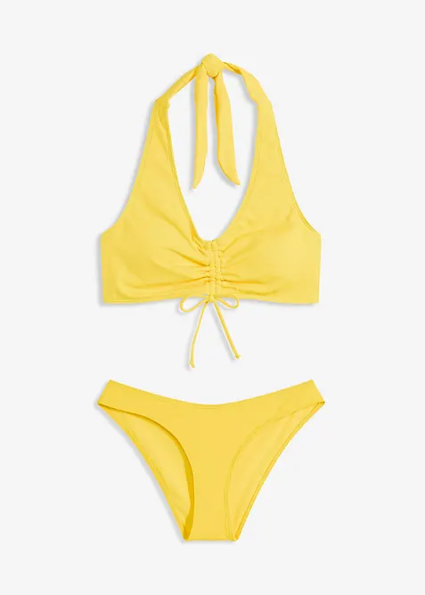 Bikini met halternek (2-dlg. set) met plooitjes, bonprix