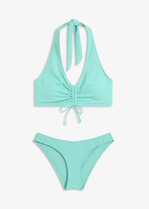 Bikini met halternek (2-dlg. set) met plooitjes, bonprix