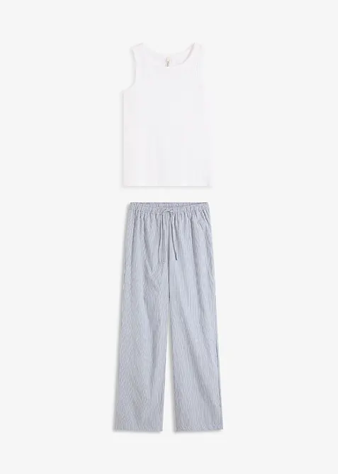Geribde pyjama met culotte, bonprix