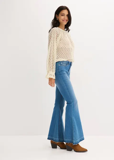 Kanten shirt van katoenmix, bonprix