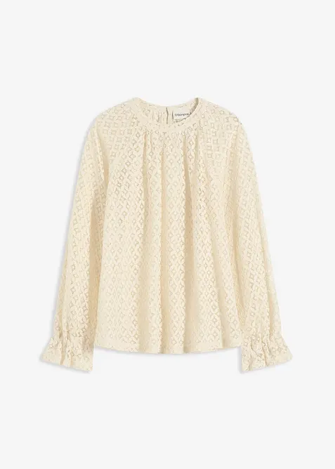 Kanten shirt van katoenmix, bonprix